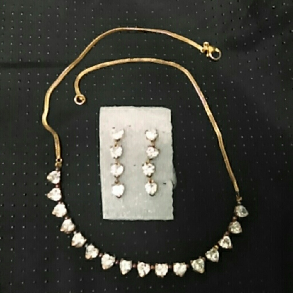 Heart Choker and Drop Earrings Set